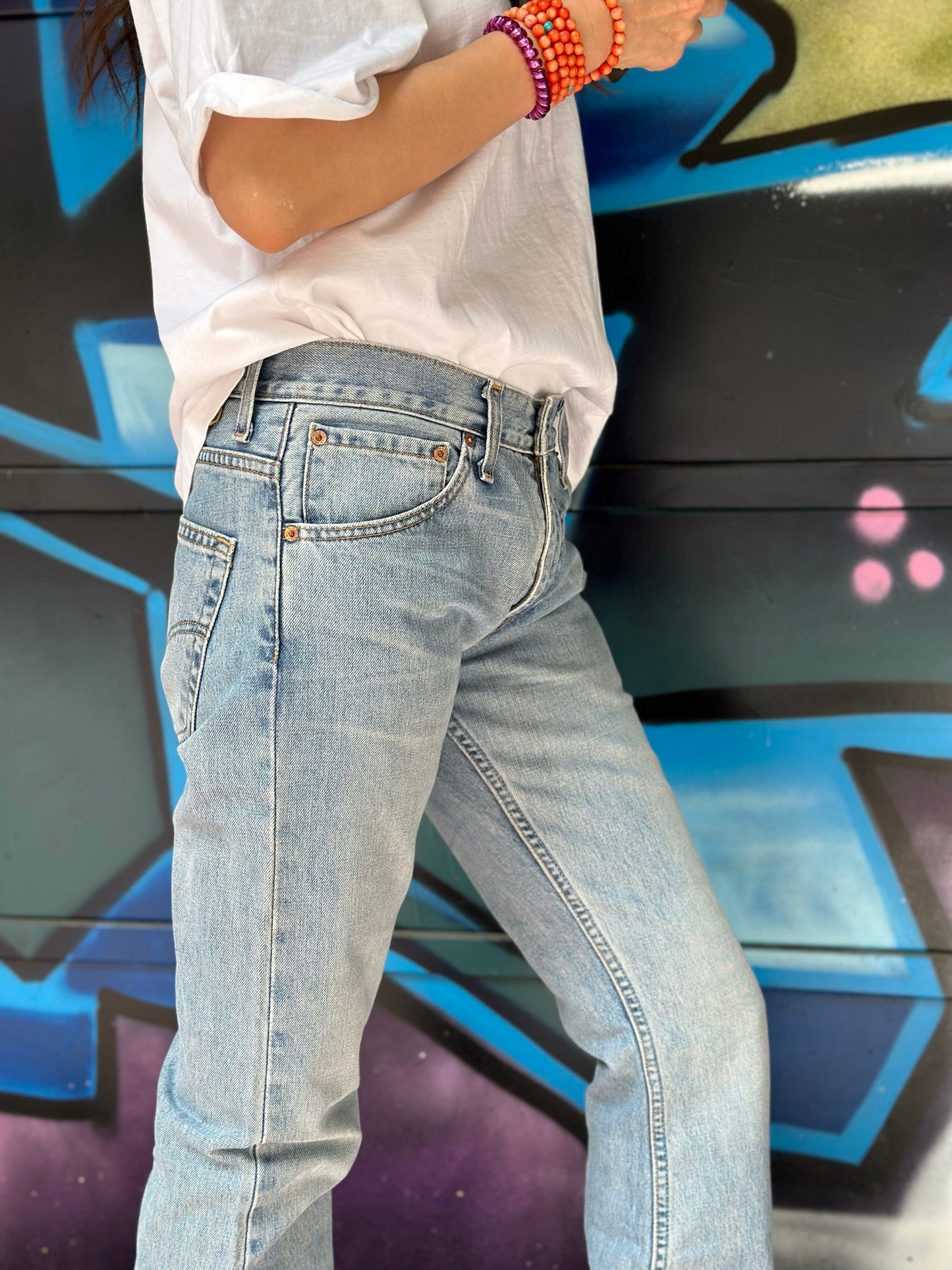 Vintage Levi's 516 Vaqueros Campana Azules 29x34 Principios de los 2000/Y2K Lavado Claro Etiqueta Roja