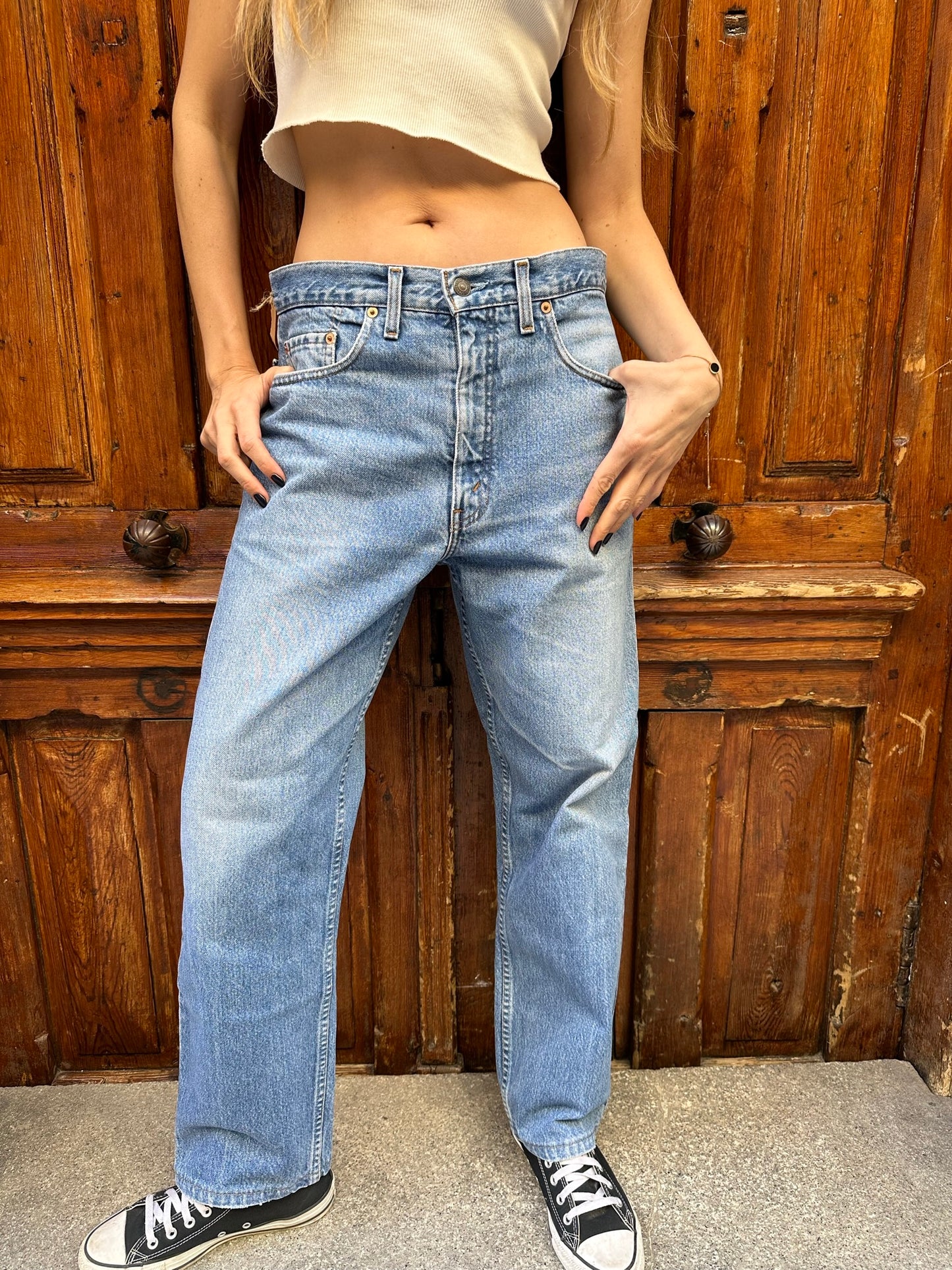 Vintage Levi's 615 Light Wash Jeans 34x36 - Mid 90s Orange Tab