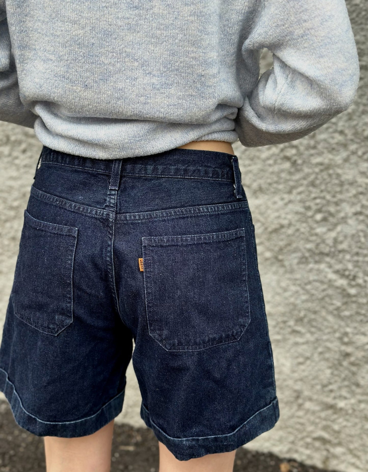 Vintage Levi's Denim Bermudas/ Vaquero Marinero 310 W32 Lavado Oscuro Años 90 Etiqueta Naranja