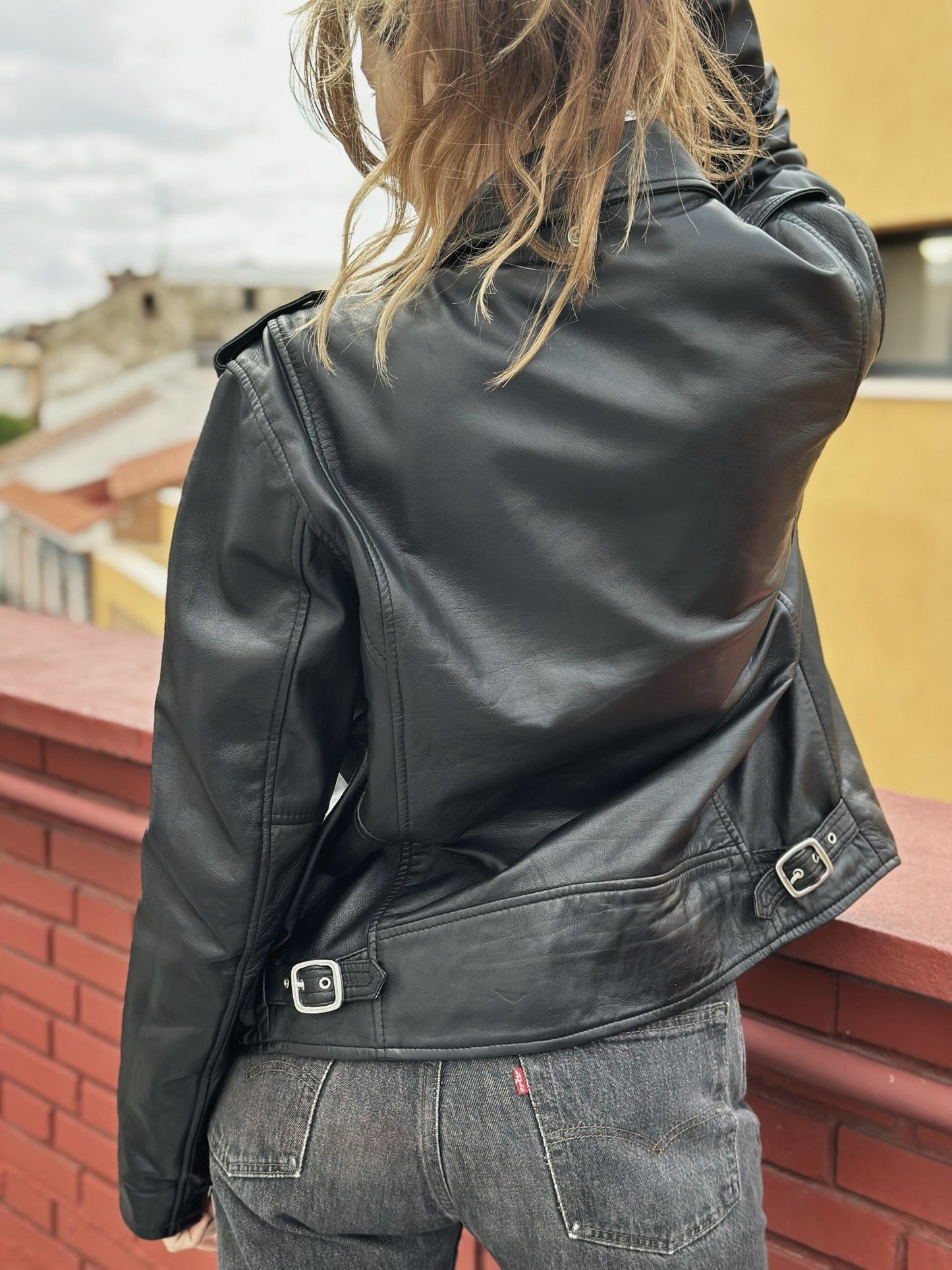 Vintage Schott Black Leather Jacket - Size L Made in USA