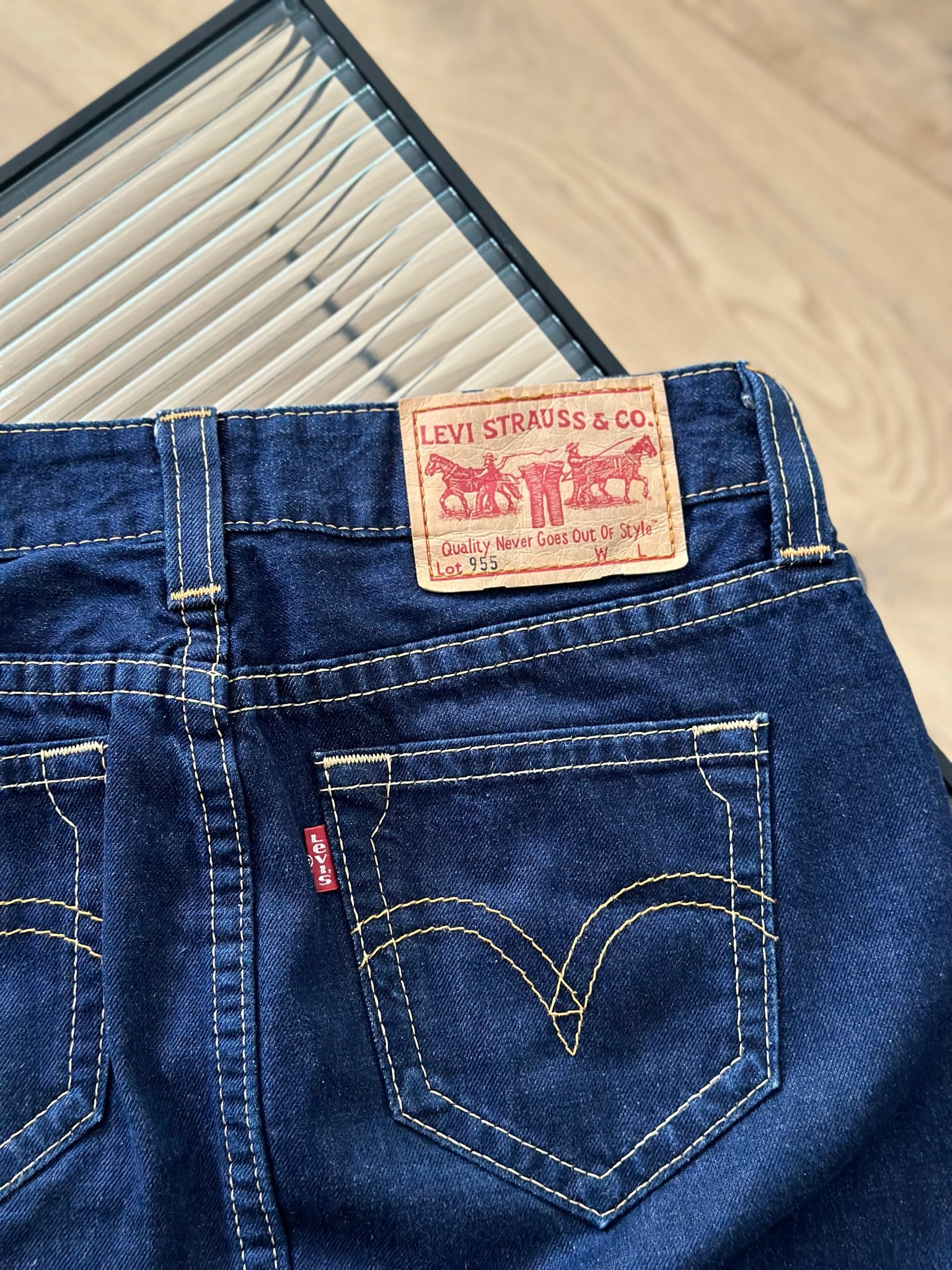 Vintage Y2K Levi's 955 Denim Skirt Close Up