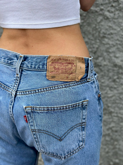 Vintage Levi's Vaqueros 501 Azules 32x32 Años 90 Etiqueta Roja Lavado Claro