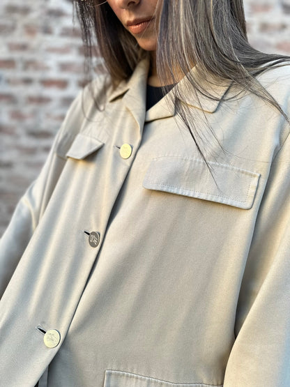 Vintage Burberry's Beige Button Jacket Close Up